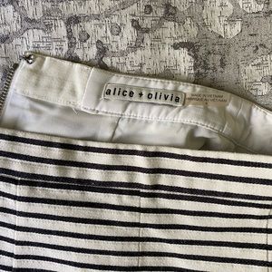 Alice & Olivia stripped midi length skirt with front slit